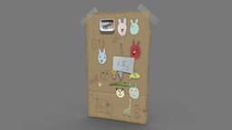 Cardboard Kids Draw kids, drawing, draw, cardboard, game-ready, childrens-toy, game, texture, pbr, lowpoly