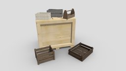 Crate Pack food, storage, wooden, airplane, other, exterior, woodworking, export, prop, warehouse, transport, tools, urban, market, equipment, shipping, props, cargo, hardware, box, crafted, carpenter, supplies, carpentry, ship, workshop, container, industrial