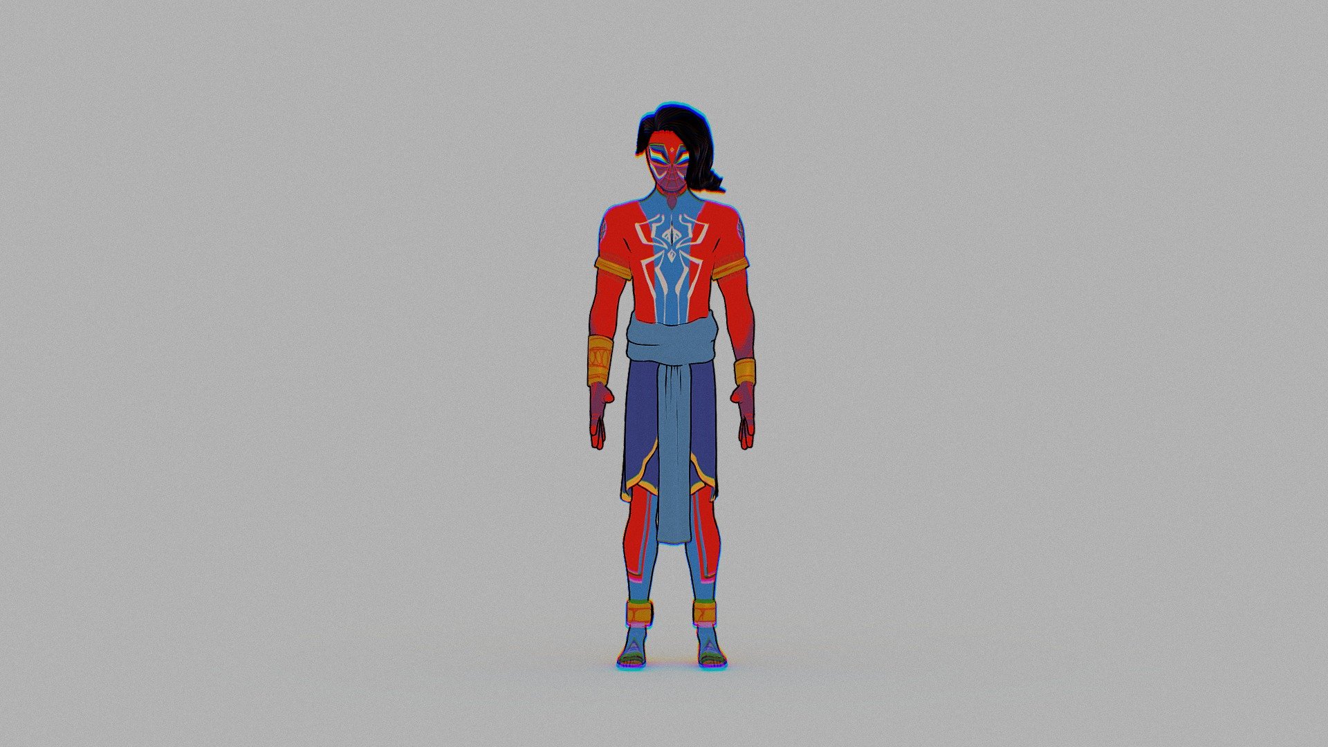 I made this model basically for a mod for the Spider-man game. Mod link:  https://www.nexusmods.com/marvelsspidermanremastered/mods/3465 - Spider-man India (Across the Spider-verse) - 3D model by Rezauddin Nur (@reza825) 3d model