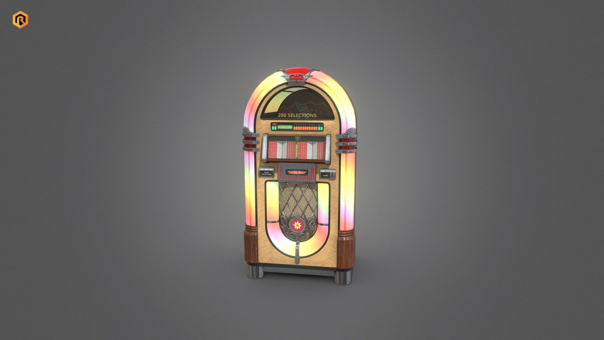Low-poly PBR 3D model of music box called Jukebox.

This 3D model is best for use in games and other VR / AR, real-time applications such as Unity or Unreal Engine.  It can also be rendered in Blender (ex Cycles) or Vray as the model is equipped with all required PBR textures.  

This is a regular, free version but you can support me and download **PRO version ** (with sources) from here: https://skfb.ly/oG7TJ

Technical details:




4 PBR textures sets (Main body, emission, alpha, titles) 

12413 Triangles.

Model is one mesh.

Lot of additional file formats included (Blender, Unity, Maya etc.)  

More file formats are available in additional zip file on product page.

Please feel free to contact me if you have any questions or need any support for this asset.

Support e-mail: support@rescue3d.com - Jukebox - Download Free 3D model by Rescue3D Assets (@rescue3d) 3d model