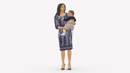 Woman with childon in hands 0919 kid, people, mother, child, miniatures, realistic, woman, childs, infant, character, 3dprint, model, polygon