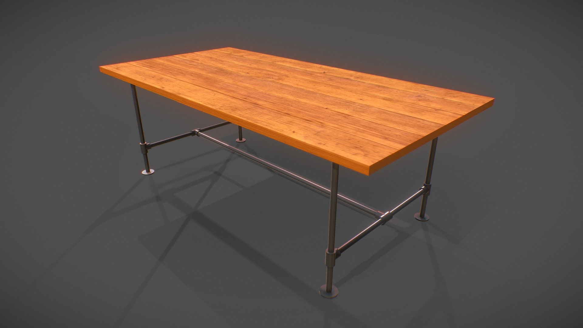 Industrial dining table with solid-wood table top 3d model