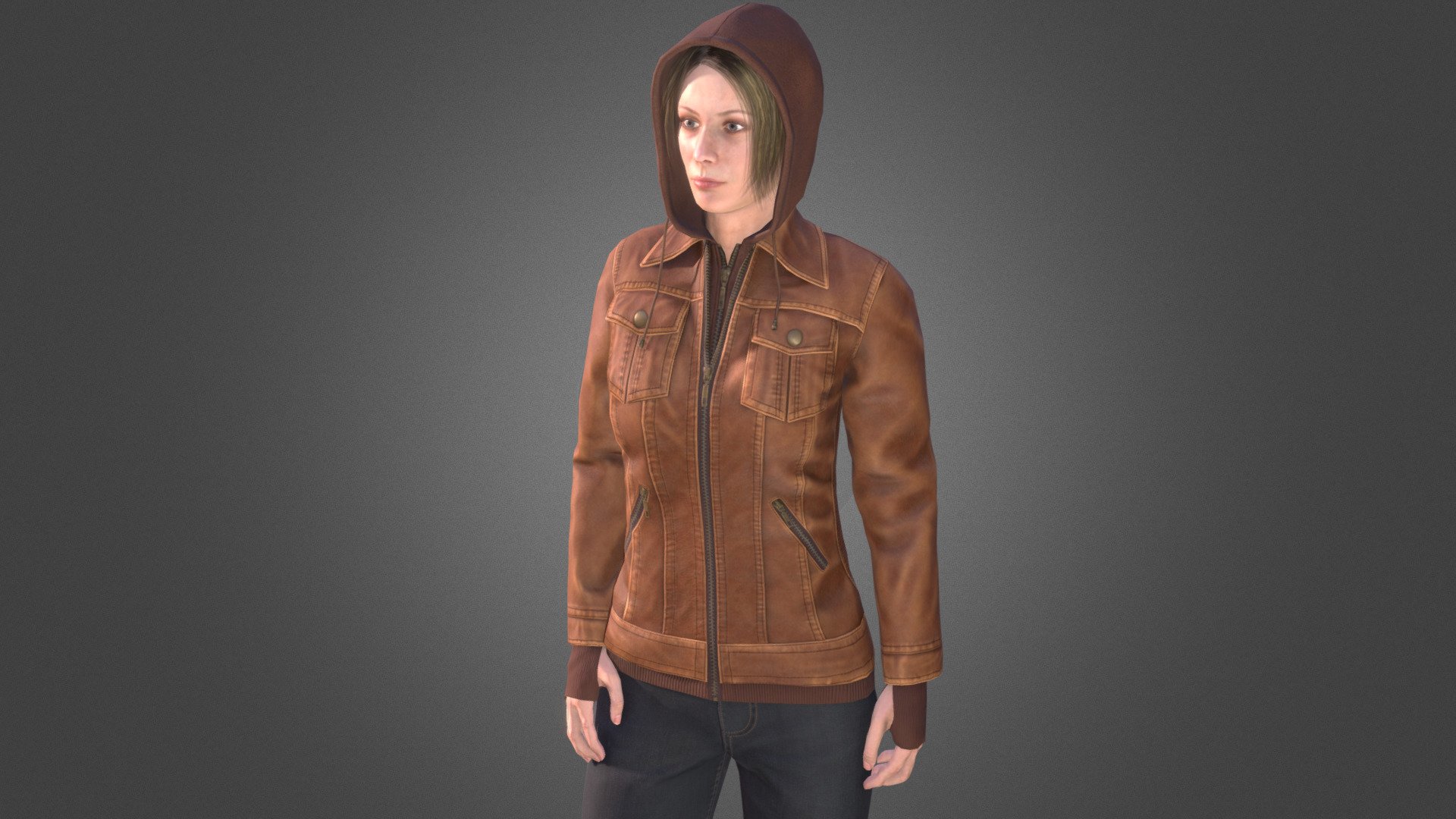 Low-poly reallistic female character. All-in-one texture for body / head and clothes. Separate hair / eyelashes texture 3d model