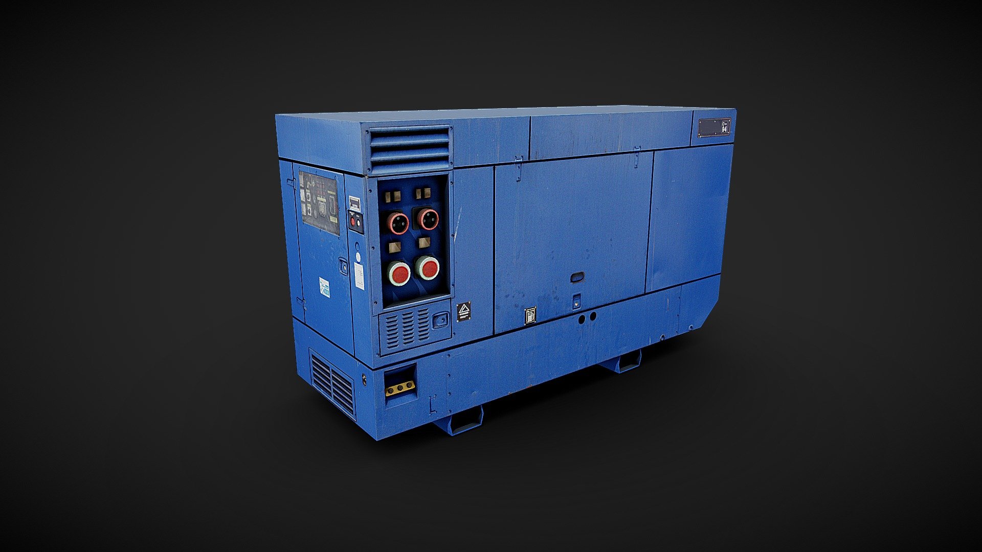 Lowpoly, game-ready 3D model industrial generator. Unity engine scale 3d model