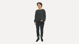 Woman In Dots Top Jeans 0665 style, people, beauty, top, clothes, jeans, miniatures, realistic, woman, character, 3dprint, model