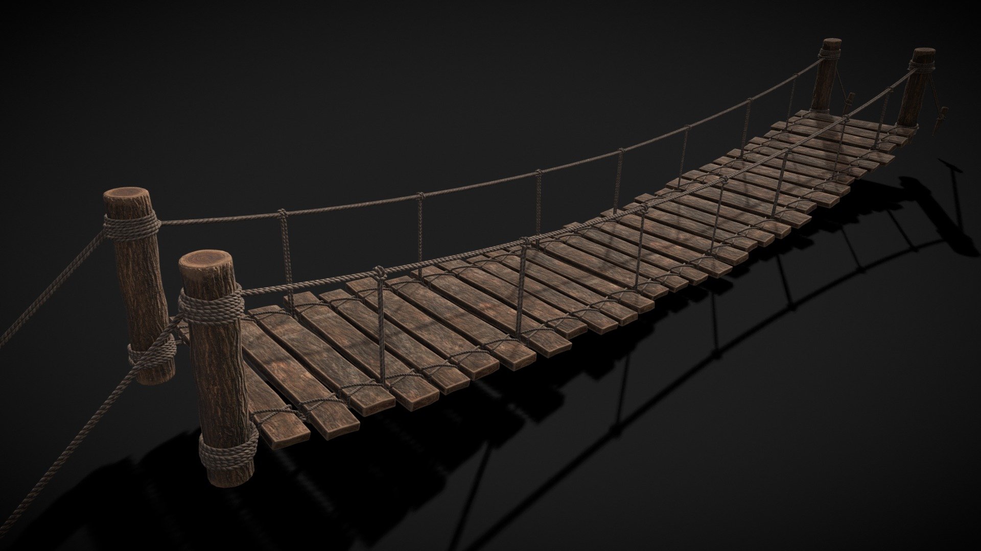 Rustic_Wooden_Rope_Bridge_FBX
VR / AR / Low-poly
PBR approved
Geometry Polygon mesh
Polygons 87,090
Vertices 91,868
Textures 4K PNG - Rustic Wooden Rope Bridge - Buy Royalty Free 3D model by GetDeadEntertainment 3d model