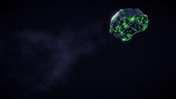 Meteorite with starry sky (animated)