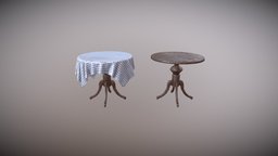 round table table, tablecloth, tablewoodtablecloth, substancepainter, substance, wood