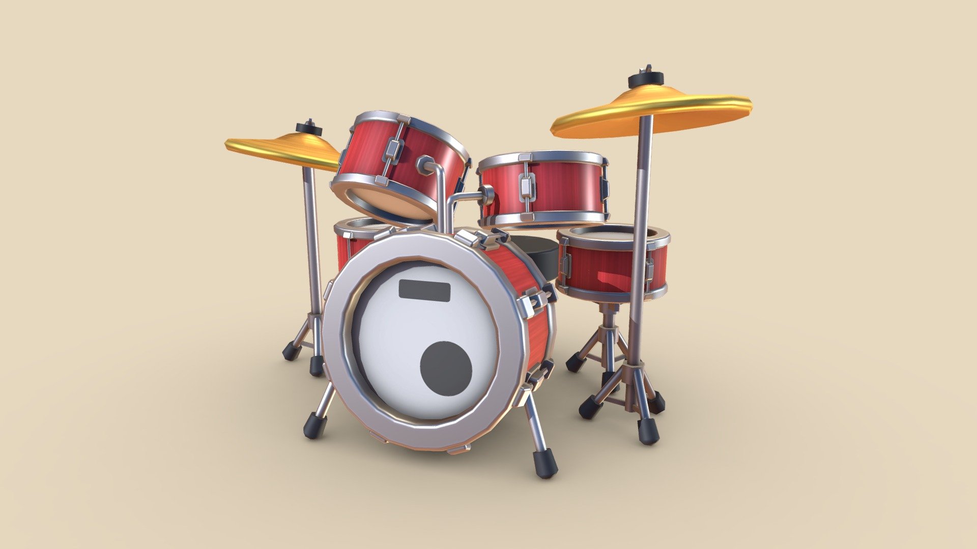 Part of a musical instrument set. This one is a stylized drum kit!

See the rest of the set on artstation: https://www.artstation.com/artwork/oOLV6q - Chunky Drum Kit - 3D model by autumnpioneer 3d model