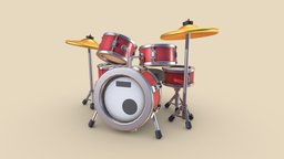 Chunky Drum Kit drum, music, instrument, red, cute, instruments, chibi, games, drumkit, stylised, drums, substancepainter, substance, low-poly, cartoon, game, lowpoly, gameart, gameasset, stylized, noai