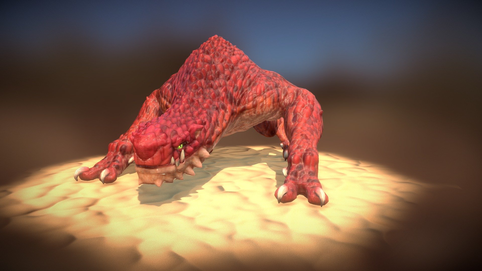A strange dragon x mammal hybrid, native to great desert dunes 3d model