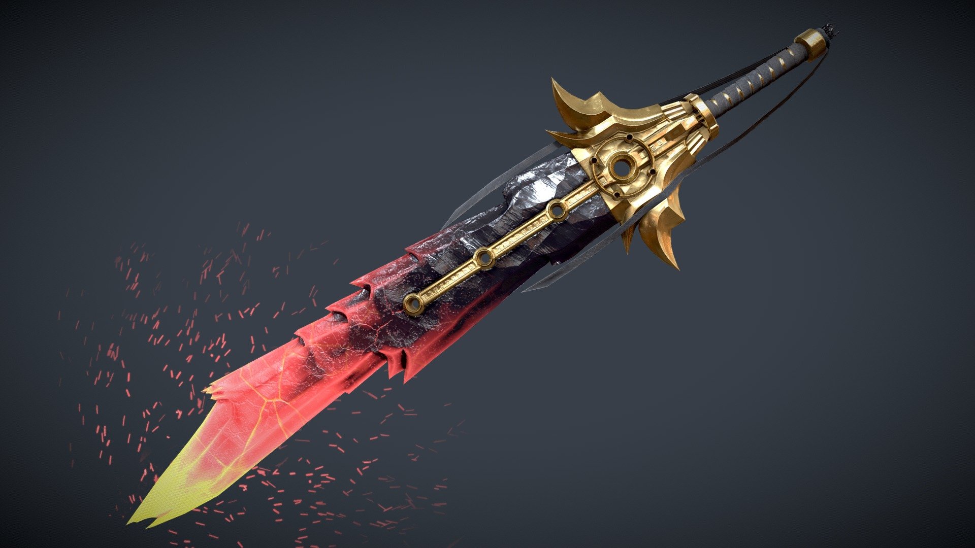 Legendary golden obsidian sword with the power to unleash lava with each swing. 7893 polys and 4k textures. Renders can be found here: https://www.artstation.com/artwork/WBB56E - Obsidian Sword - 3D model by Fabian Espinosa (@FabianEspinosa) 3d model
