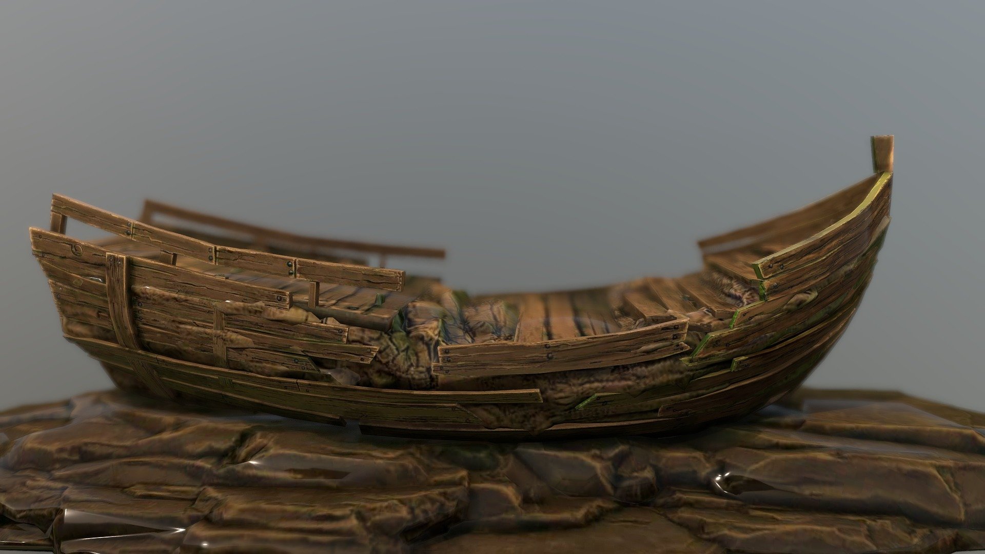 This is the model of a hand-painted galleon shipwreck.
It's excellent for any sea, exploration, historical, VR or post-apocalyptic game or film 3d model