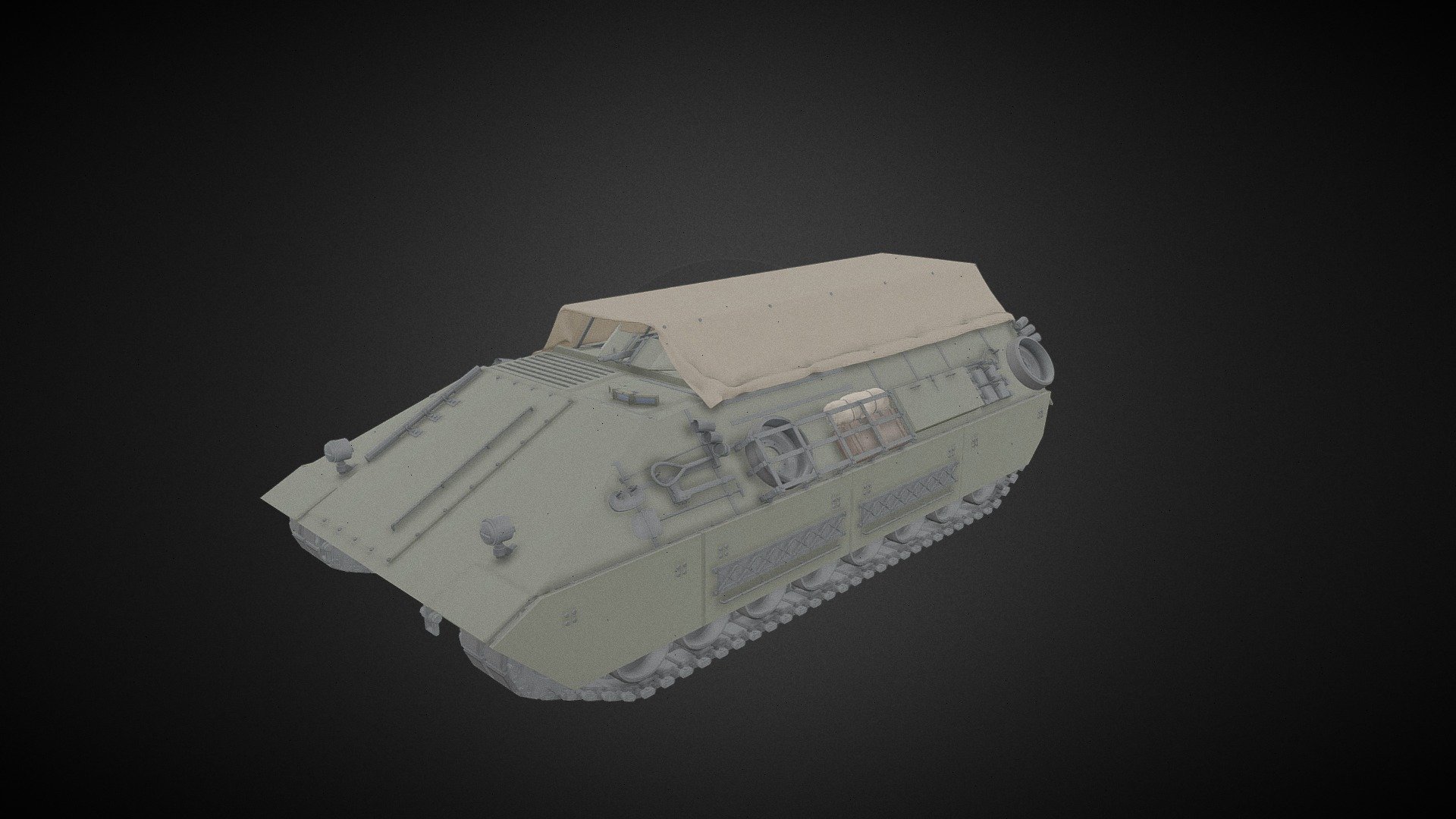 A troop transport based on my PzKpfw. Same as the others. Only the model fancy renders still to come but can then be found on my ArtStation.
https://www.artstation.com/artwork/AlQ0Zy - TPz V A-VI - 3D model by warpl 3d model