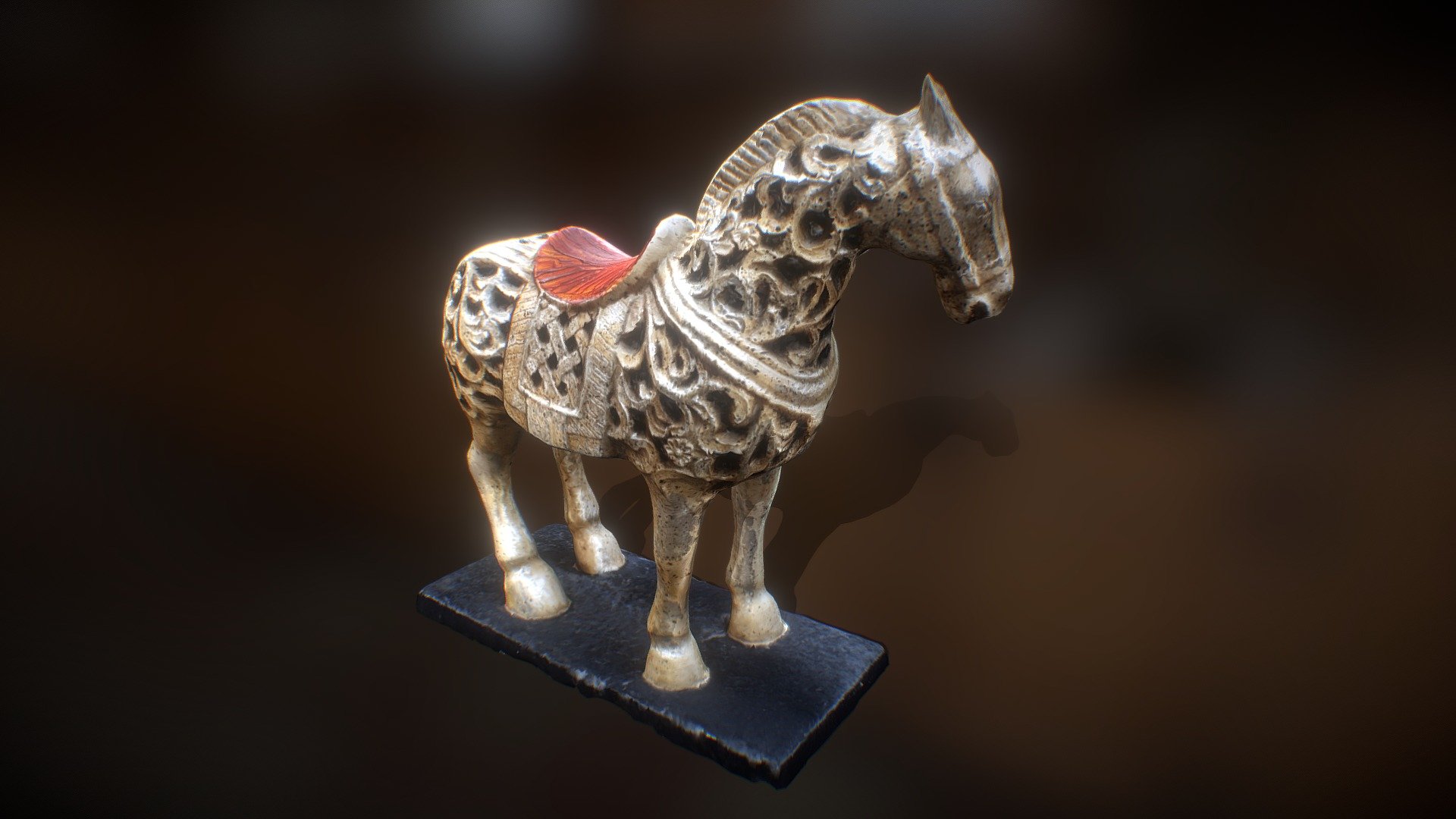 Cleaned photogrammetry test of a Arabic horse style wood sculpture 3d model