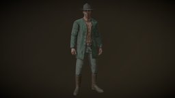 Cowboy Character PBR Game Ready west, wild, gunslinger, cowboy, western, ranger, old, sheriff, character, man, male