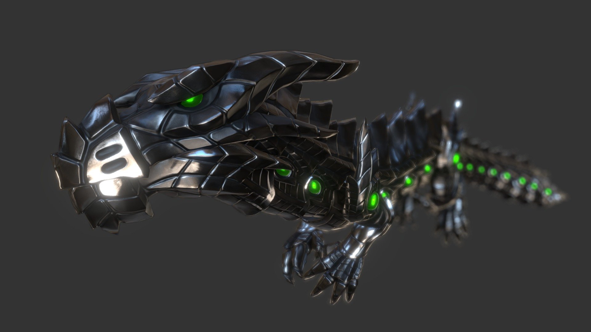 An armored dragon made for the VR game Space Dragon.

Model, texture, and animation by Cordelia Wolf. This model can be found in Space Dragon on Oculus and Steam 3d model