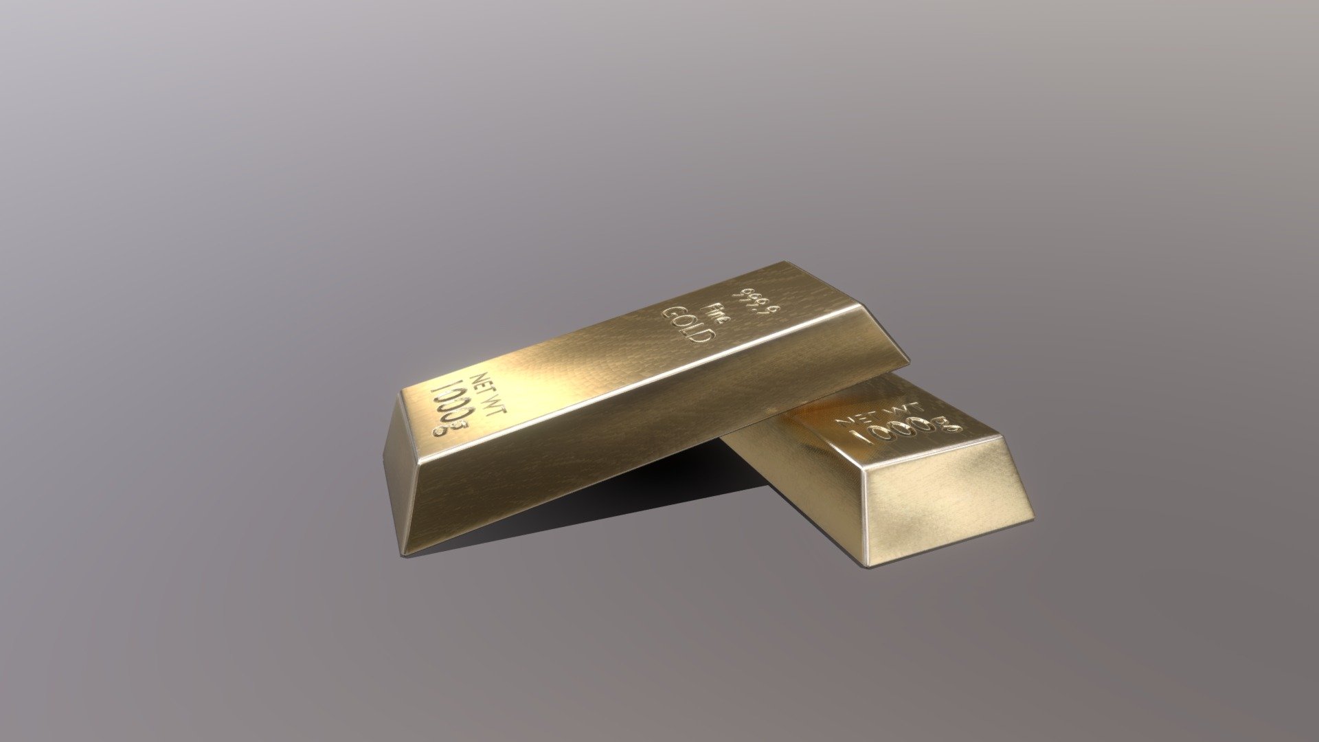 A realistic Gold bar, modeled in Blender and texturized in Substance Painter 3d model