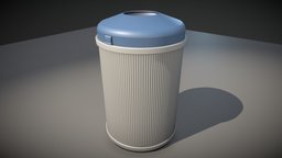 City Trash Can (plastic-blue-white) | Low-Poly