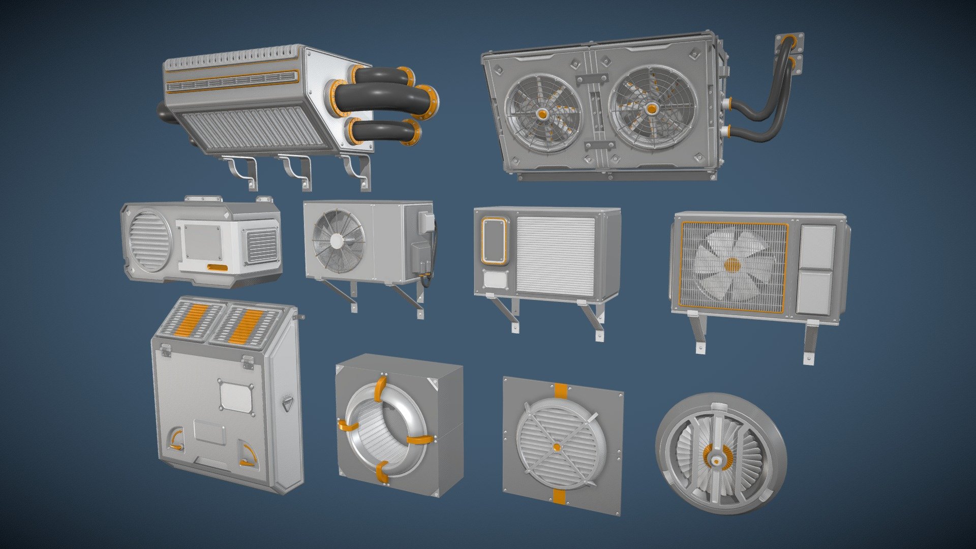 Get pack - https://www.artstation.com/a/19139278




middle poly air conditioners

UW mapped

clean quad and close mesh

without textures and materials

include max(2020), blend(3.0), fbx and obj files

total poly - 194100

total vert - 181926
 - Air Conditioner Collection 1 - 3D model by 3d.armzep 3d model