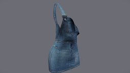 Female Mini Skirt Denim Overall cute, , fashion, girls, clothes, gray, realistic, real, sweet, casual, womens, overalls, jumpsuit, wear, denim, romper, coveralls, pbr, low, poly, female, blue, unbottoned