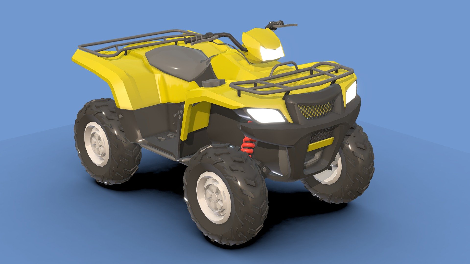 Low-Poly Quad bike 2 .

You can use these models in any game and project.

This model is made with order and precision.

The color of the body and wheels can be changed.

Separated parts (body_wheel steer).

Very low poly.

Average poly count: 22/000 Tris.

Texture size: 128/256 (PNG).

Number of textures: 2.

Number of materials: 2.

Format: fbx, obj, 3d max 3d model