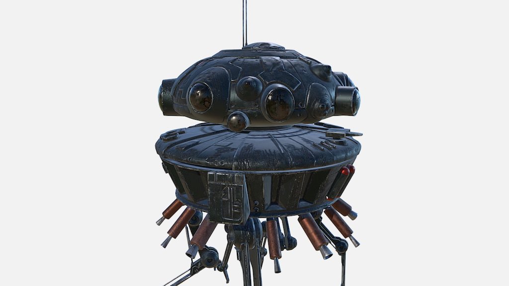 Viper Probe Droid from Star Wars: The Empire Strikes back. Modeled and textured by me, with added features from the original concept art by Ralph McQuarrie. Made for a hard surface modeling class at Gnomon school of Visual Effects.  - Arakyd Viper Probe Droid - 3D model by bshields 3d model