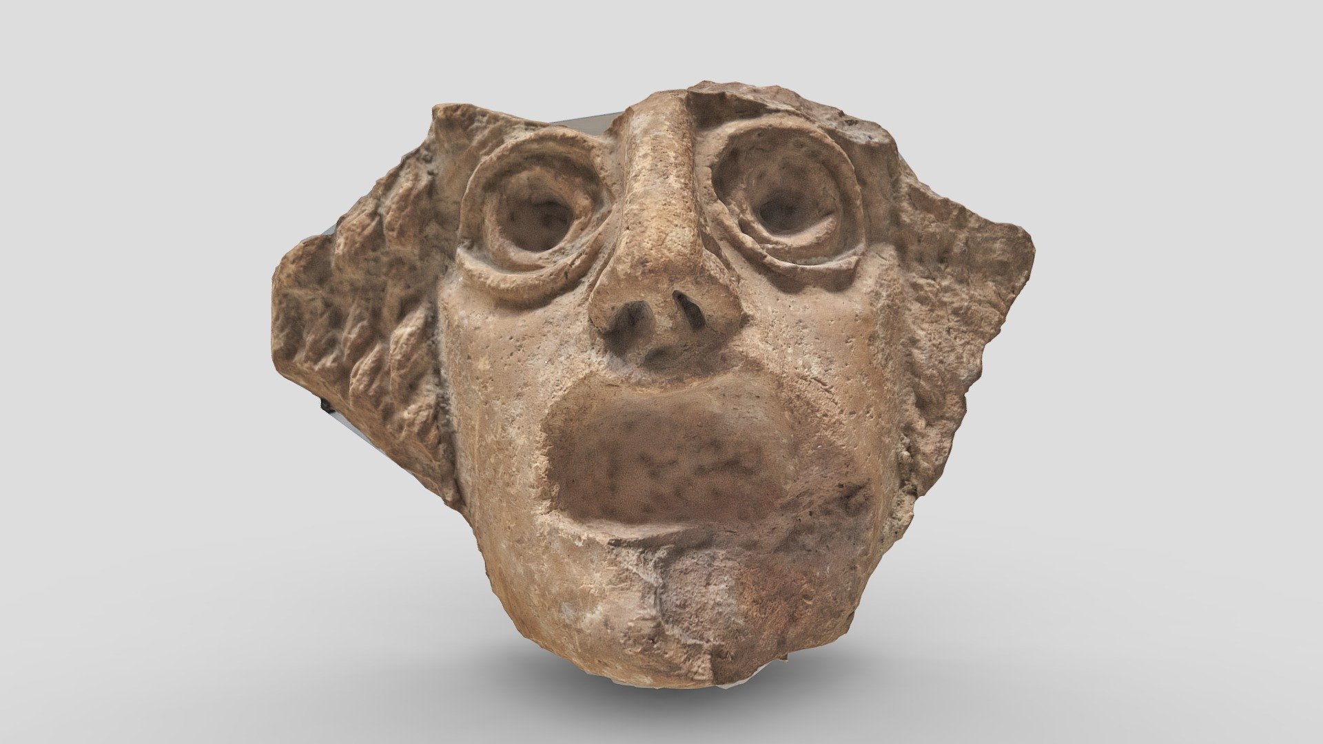 Modèle 3D d'un masque de de théatre de la période romaine généré par le programme de photogrammétrie 3DF Zephyr v5.016 processing 38 images - Masque de théatre - 3D model by Frédérique Bertrand - 3D Imago Urbis (@fre3darchi) 3d model