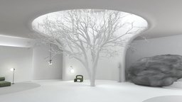VR Metaverse Zen Space | Modern Gallery | Baked tree, scene, room, virtual, modern, white, furnished, lounge, baked, vr, virtualreality, hall, lobby, auditorium, spatial, gallery, zen, showroom, meta, metaverse, rendered, lighting, stone, futuristic, space