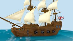 The Royal War Ship tea, battleship, sail, sails, british, deepsea, crown, ocean, warship, england, treasure, explosive, sailor, deep, officer, water, pistol, cannon, frigate, pirateship, cannons, 18th-century, 1800, sailship, 1700s, royal-navy, sailors, hand-painted-textures, warship-navy, substance, maya, hand-painted, substance-painter, ship, sword, sea, navy, royal, boat, "obradin", "masterandcommander"