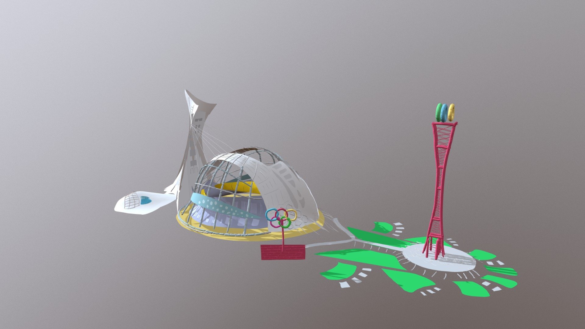 Created using a research prototype tool for AR sketching: SymbiosisSketch. More info here: http://www.dgp.toronto.edu/~arorar - Montreal Olympic Stadium - Download Free 3D model by rarora7777 3d model