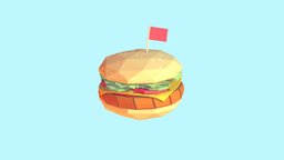 Cartoon Low Poly Paper Burger