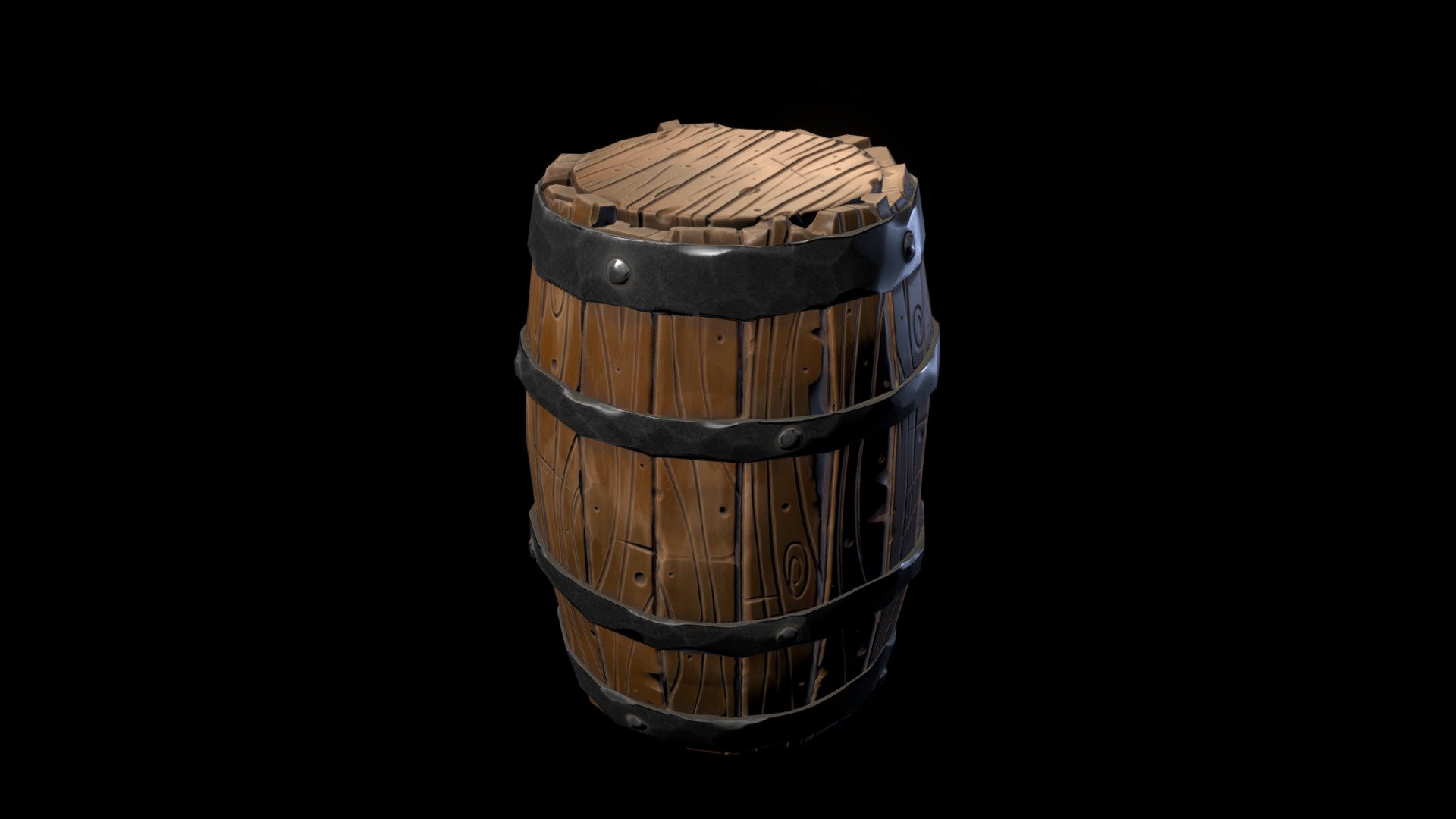 Game-ready stylized barrel 3d model