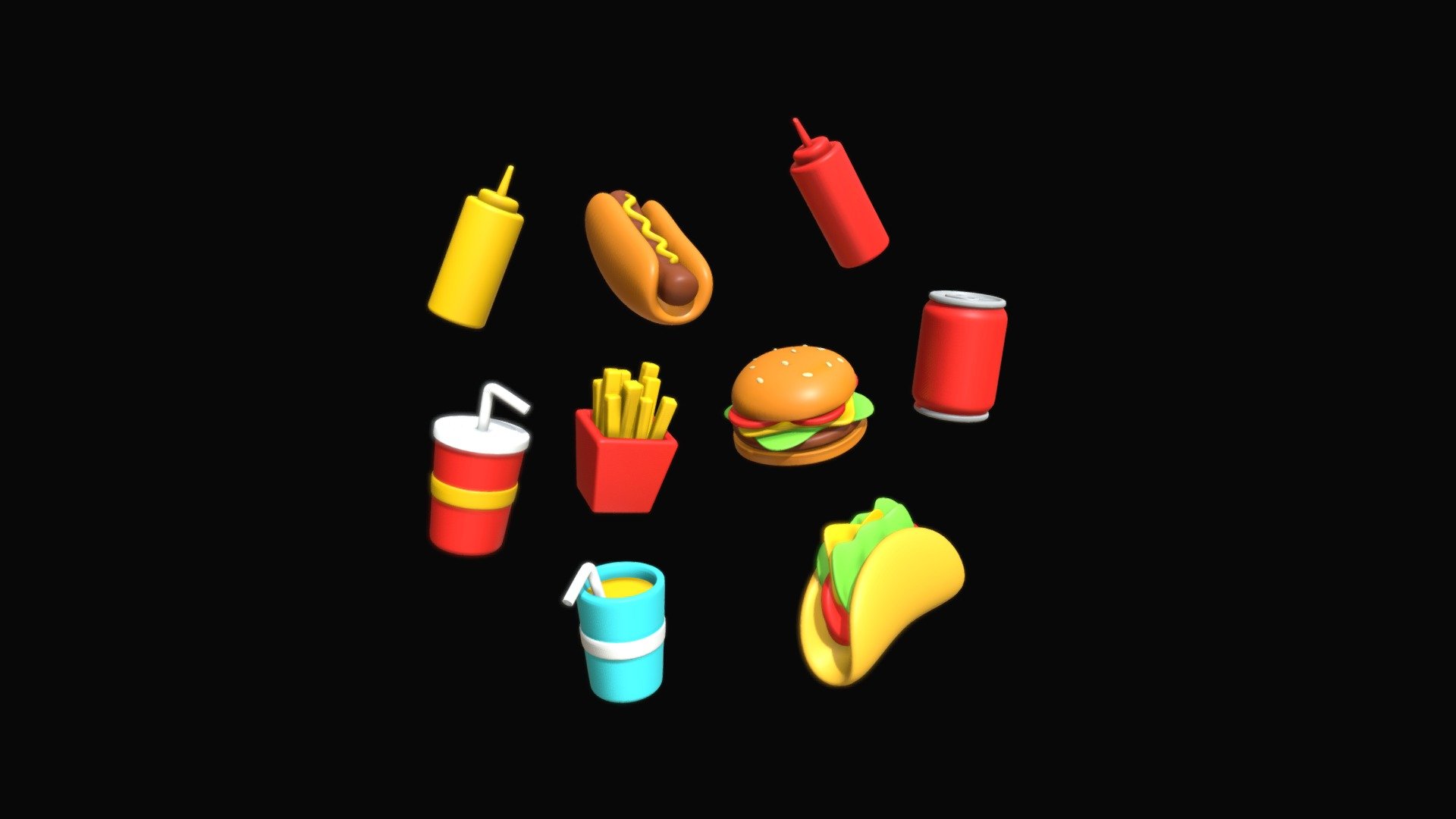 Food And Drink ( Fast Food ) Icon Pack Bundles
- Burger
- HotDog
- Taco
- Softdrink
- Juice
- Soda
- Mustard
- Ketchup
- French Fries
3D icon pack bundle - Food And Drink ( Fast Food ) Icon Pack Bundles - Buy Royalty Free 3D model by tofanarahman 3d model