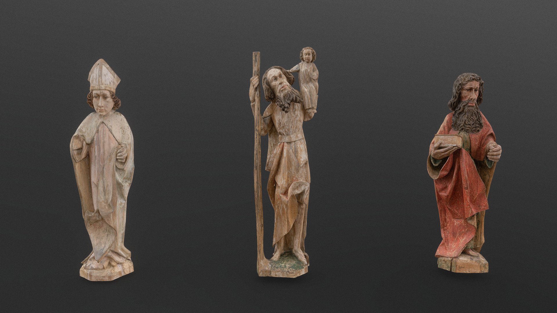 Teplice (CZ) - Furstenau (DE) church Altar wooden baroque statuettes set of saints - Altar statues - 3D model by matousekfoto 3d model
