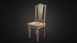 Old Chair 3D Model wooden, prop, vintage, sit, old, ornamental, chair