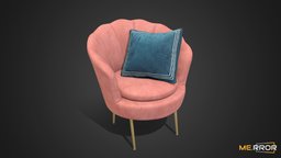 [Game-Ready] Pink Sofa modern, cushion, sofa, soft, furniture, pink, ar, pillar, 3dscanning, modern-furniture, photogrammetry, chair, design, 3dscan, interior, noai