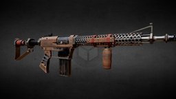 Hand-made Rifle rifle, post-apocalyptic, hand-made, craft, bethesda, fallout4, substancepainter, substance, weapon, military, wood, gun