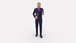 man in blue suit with book hand OK 1081 style, people, fashion, clothes, miniatures, realistic, success, character, 3dprint, man, human, male