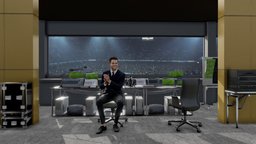 Football TV Commentators tv, football, chair, cinema4d