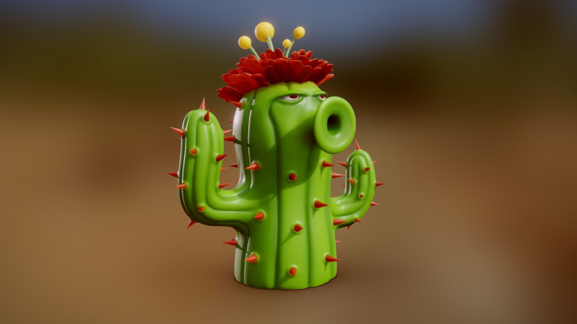 Despite her agressive exterior, Cactus is a cool-headed and gentle plant 3d model