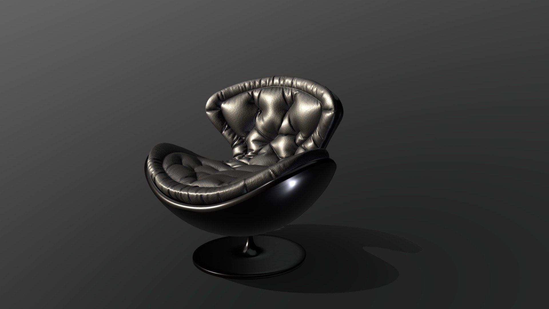 Black matt chair with modern design. The base of the model is made in the form of a flat circle of metal, gives stability. The frame is made of metal. Upholstery textile. Finishing is offered a dark version 3d model