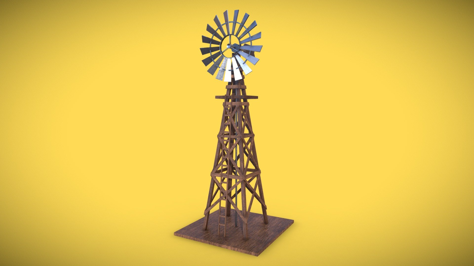 This is a 3D model of an Old Farm Windmill

Made in Blender 2.9x (Cycles Materials) and Rendering Cycles.
Main rendering made in Blender 2.9 + Cycles using some HDR Environment Textures Images for lighting which is NOT provided in the package!

What does this package include?
3D Modeling of an Inflatable for kids large size
2K and 4K Textures (Base Color, Normal Map, Roughness, Ambient Occlusion, Metallic) 

Important notes 
File format included - (Blend, FBX, OBJ, MTL)
Texture size -  2K and 4K 
Uvs non - overlapping
Polygon: Quads
Centered at 0,0,0
In some formats may be needed to reassign textures and add HDR Environment Textures Images for lighting.
Not lights include 
Renders preview have not post processing
No special plugin needed to open the scene.

If you like my work, please leave your comment and like, it helps me a lot to create new content.
If you have any questions or changes about colors or another thing, you can contact me at  we3domodel@gmail.com - Old Farm Windmill - Buy Royalty Free 3D model by We3Do (@we3DoModel) 3d model