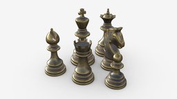 Chess pieces challenge, set, figure, group, piece, competition, play, tournament, queen, strategy, king, battle, win, victory, game, 3d, pbr, chess