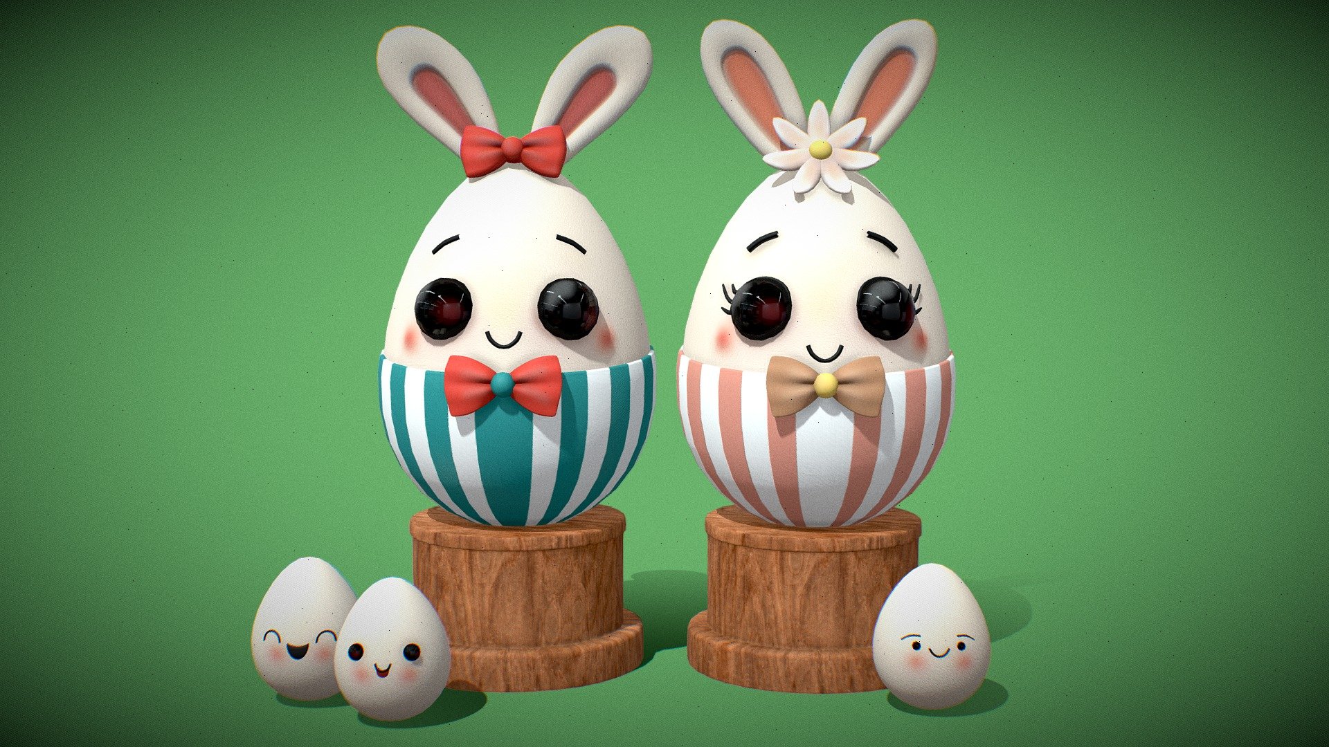 "Easter" Cute Egg Family - Buy Royalty Free 3D model by arloopa 3d model