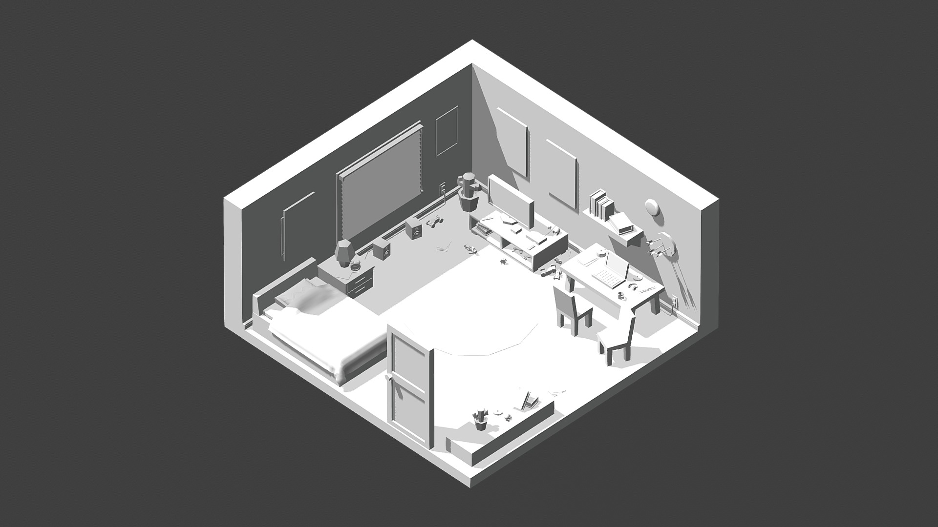 Room I've created for a TV spot that explains to parents how to use the parental control option from TV decoders and TV menus.
I'm new to Sketchfab, so as soon as I figure out how I can upload materials, I will add them :) - Isometric Room - 3D model by dumiarts (@dragosdumi) 3d model