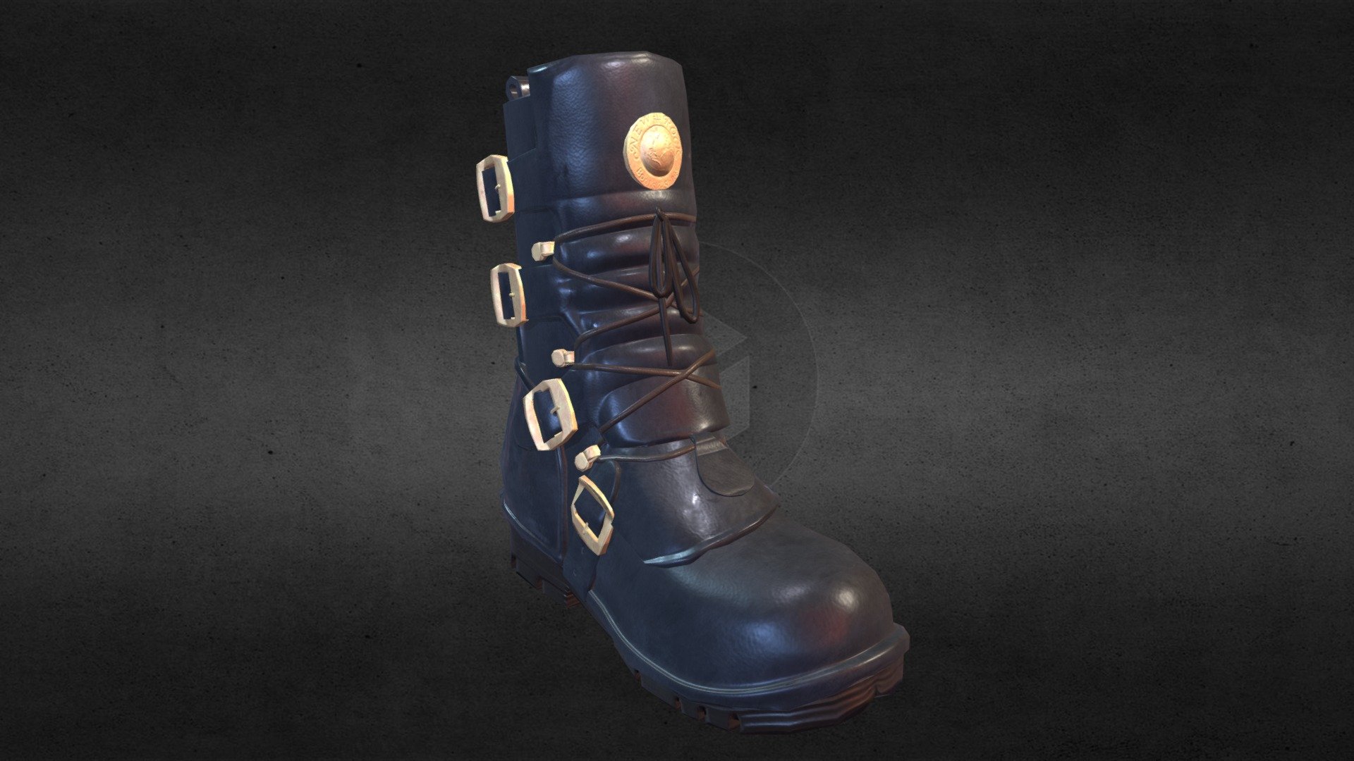 A Low poly steampunk style boot for games - Mid Boot - 3D model by Mary Williams (@MaryWilliams) 3d model