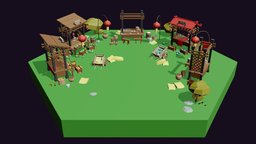 Low Poly Asian Style Tile