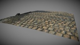 cobble stone ground road, gamedev, cobblestone, photogrammetry, 3dscan, street