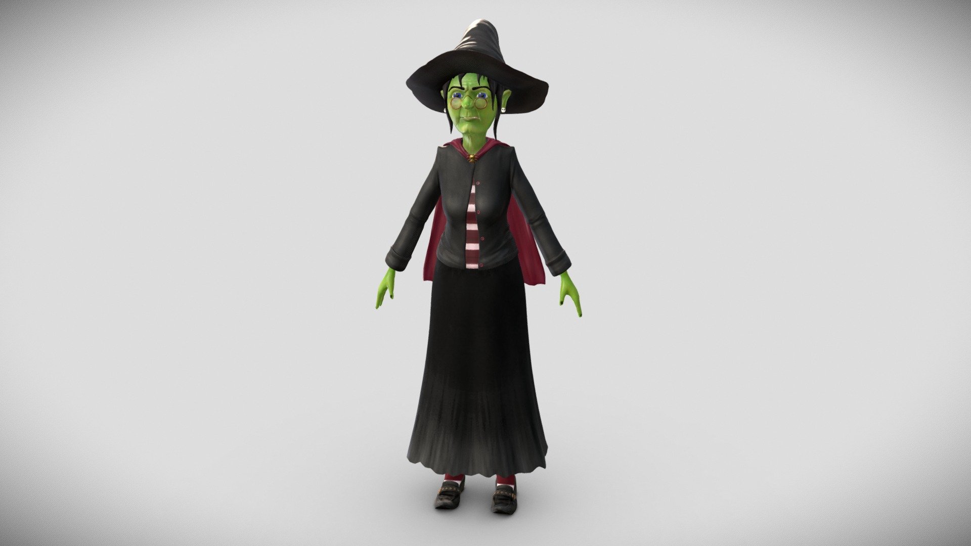 A cartoon witch with textures.

Normal map is 4096. Color/Specular Maps are 2048.

Collada, FBX, and OBJ formats included 3d model
